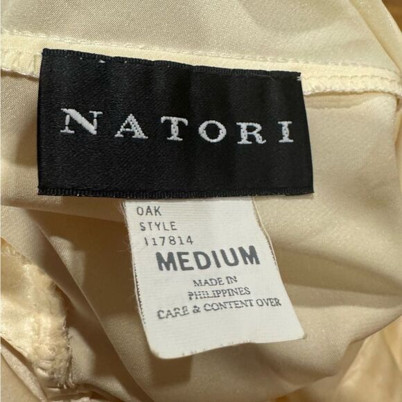 Revolve Natori Oak Yellow Cream Champagne Satin Lace Embroidered Nightgown - Picture 7 of 7